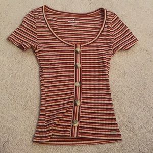 HOLLISTER- short sleeved striped tee
